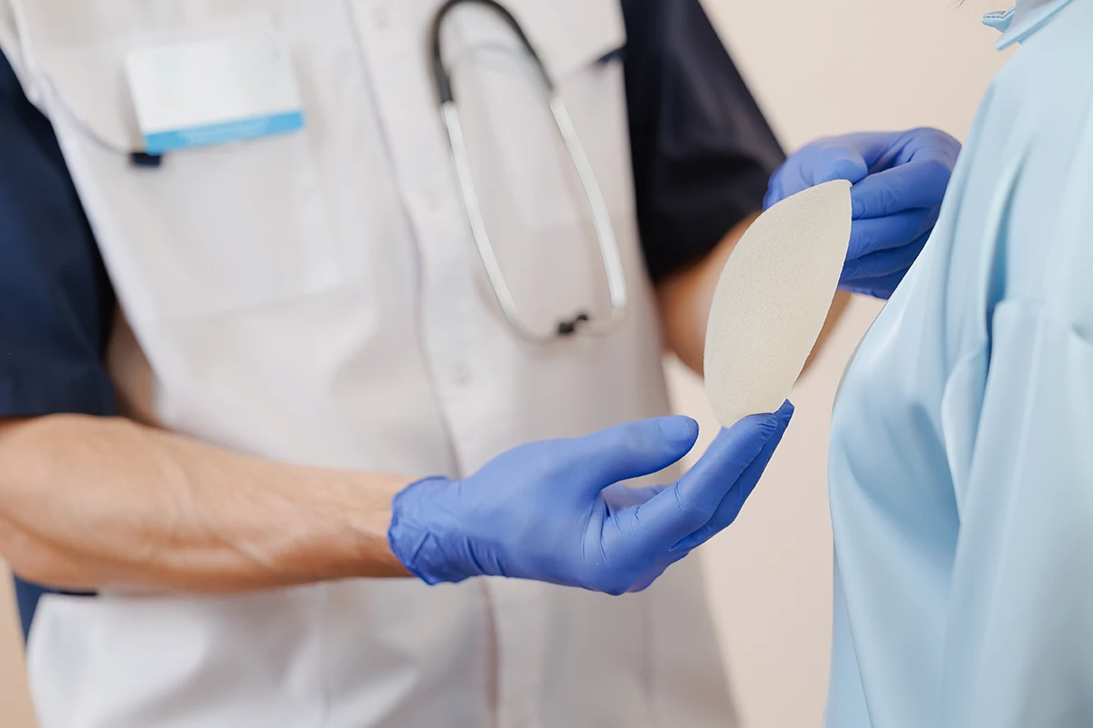 Consultation on breast implants in a plastic surgery clinic